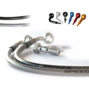 Durite de frein avant d'aviation SPEEDBRAKES Kawasaki ZXR 750 inox/raccord bleu