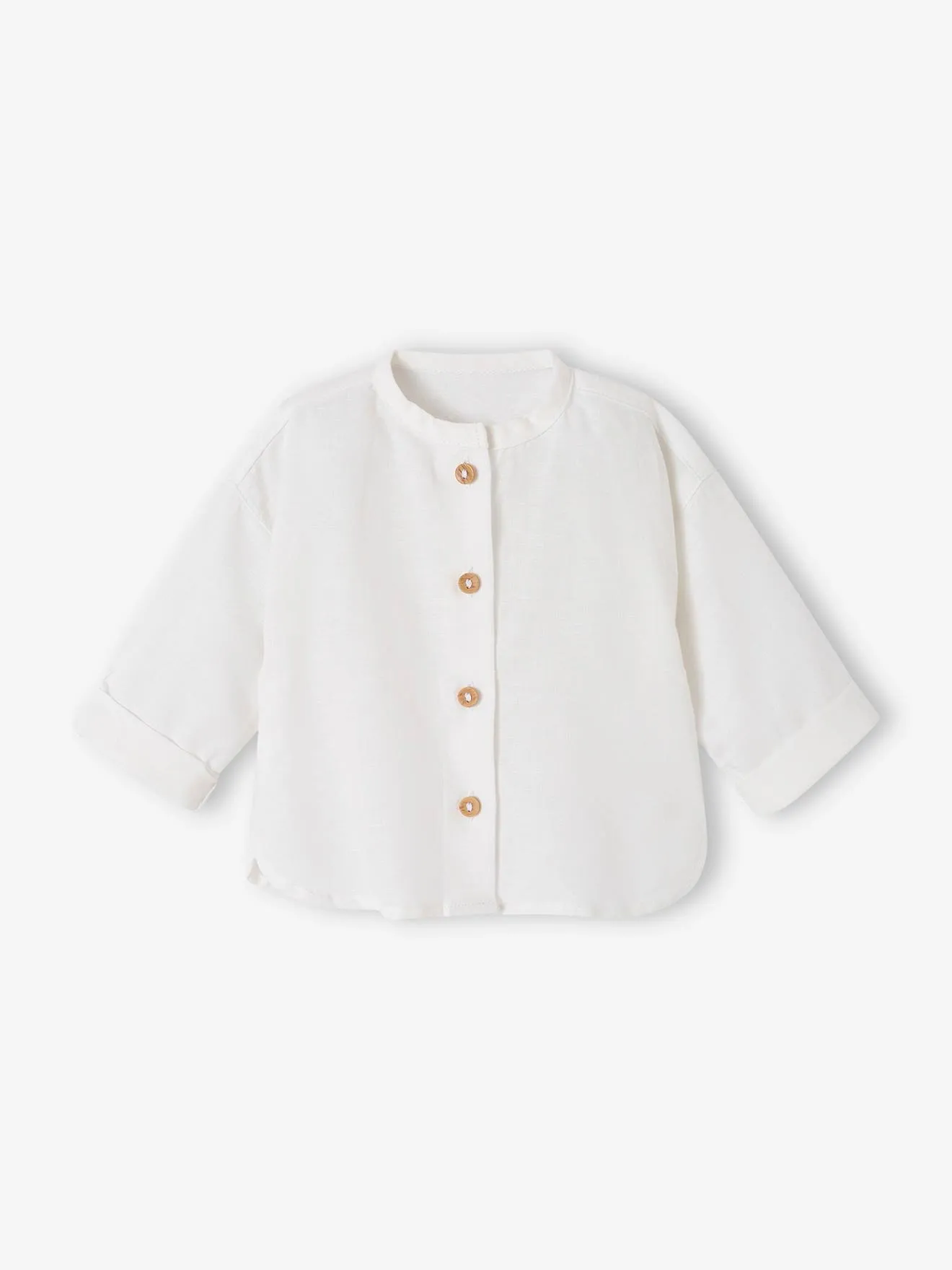 Ensemble cérémonie chemise et salopette naissance en lin et coton argile - Vertbaudet