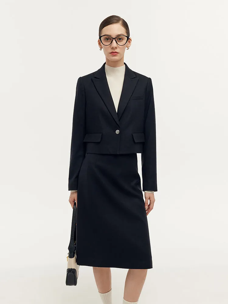 Ensemble de deux pièces en Cachemire et laine, blazer à col en V et ju