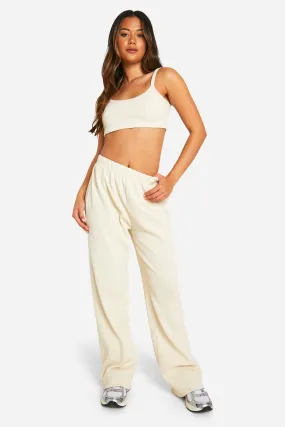 Ensemble en tissu gaufré avec crop top et pantalon droit