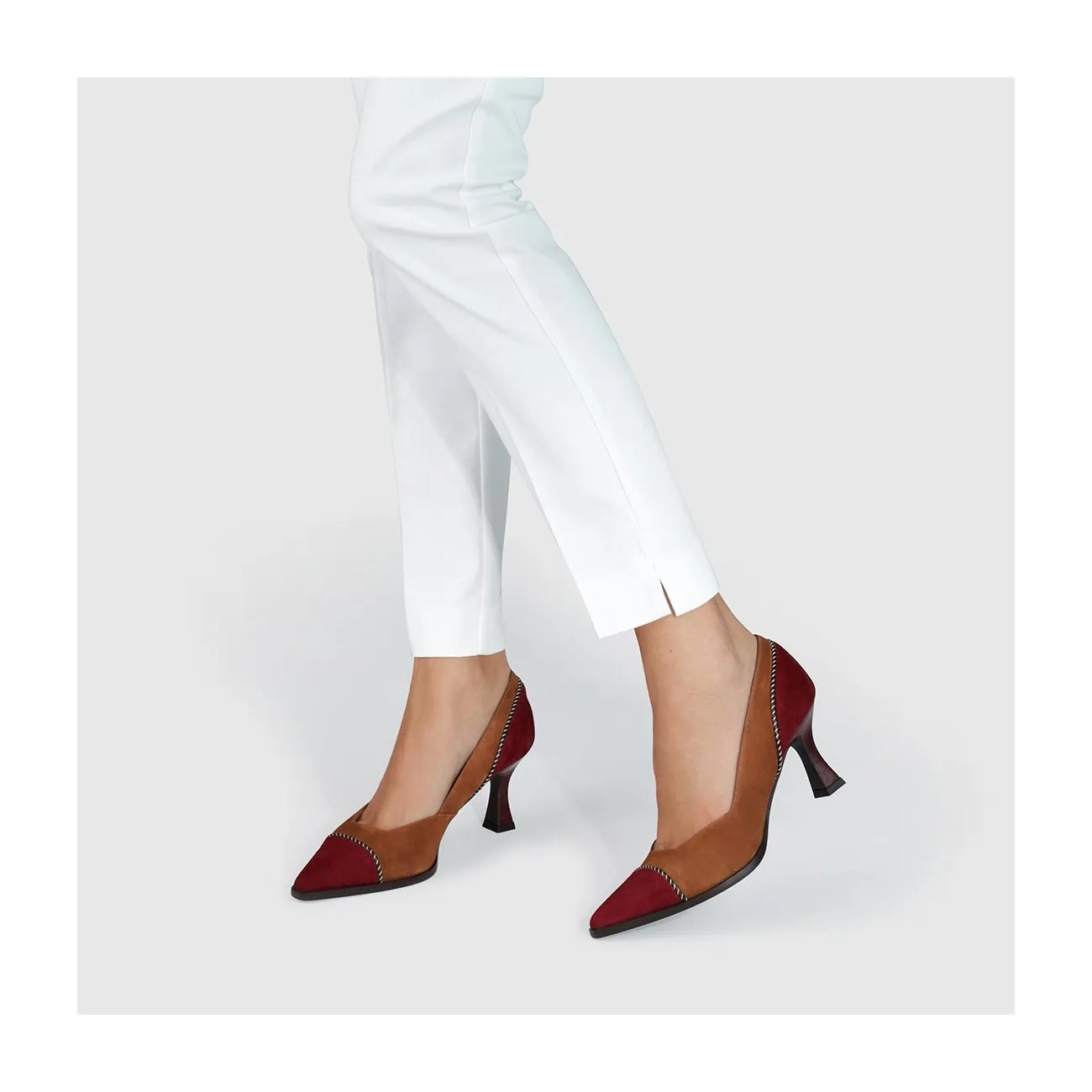 Escarpins en daim bordeaux et marron femme | LODI Chaussures femme en ligne.