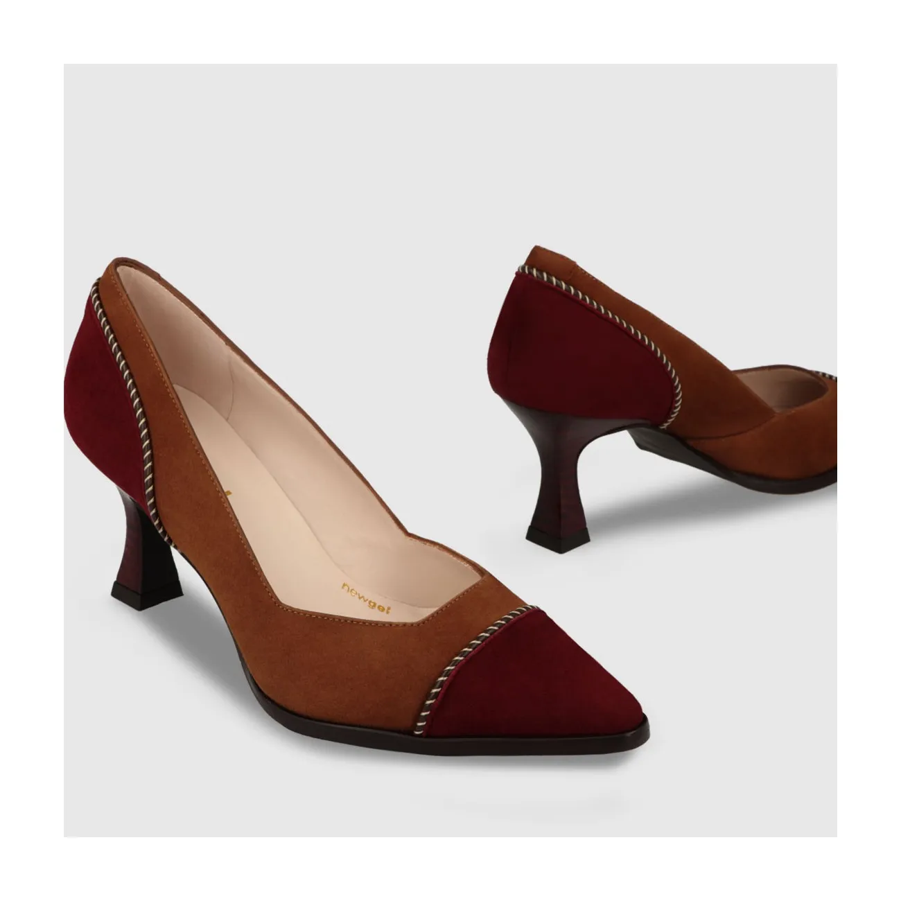 Escarpins en daim bordeaux et marron femme | LODI Chaussures femme en ligne.