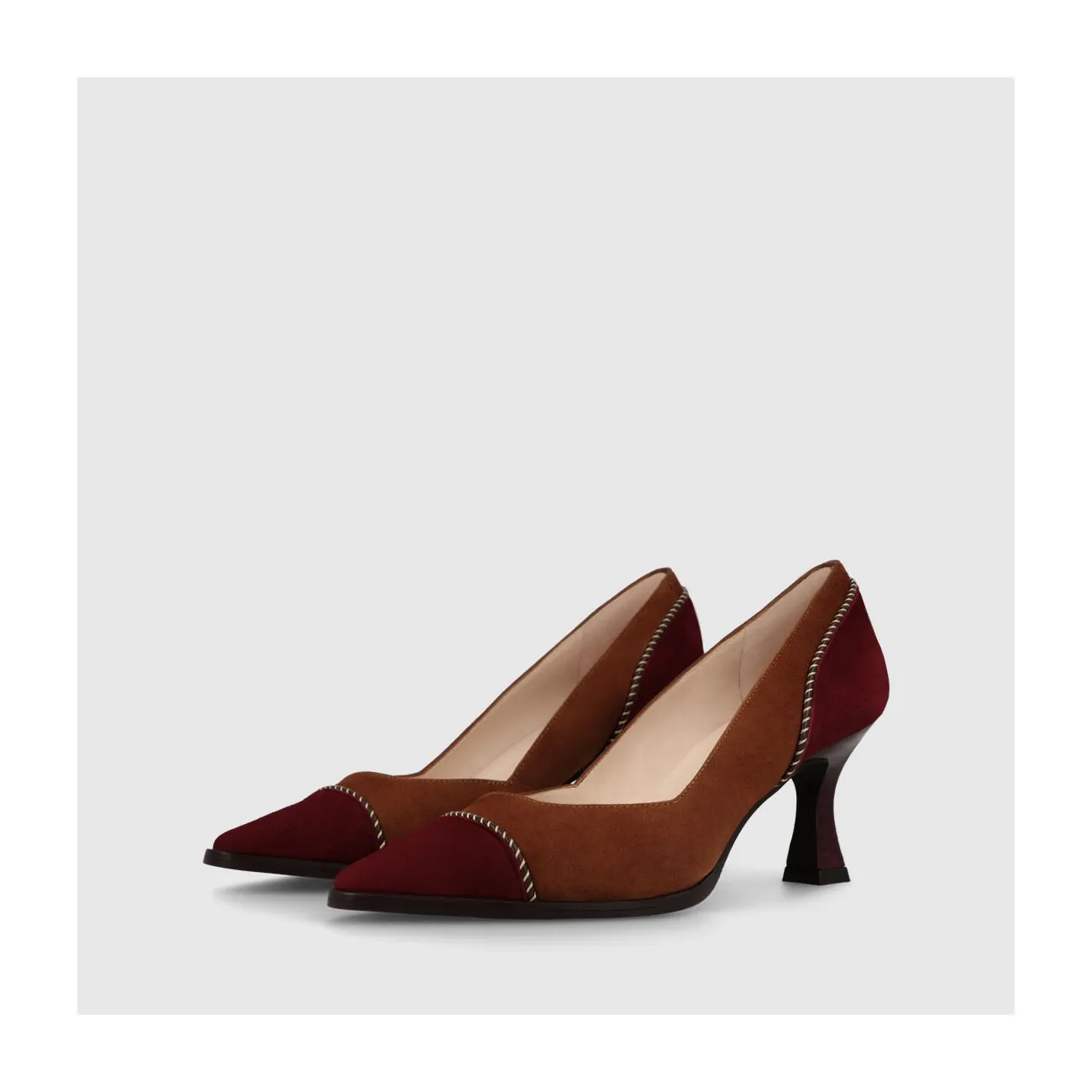 Escarpins en daim bordeaux et marron femme | LODI Chaussures femme en ligne.