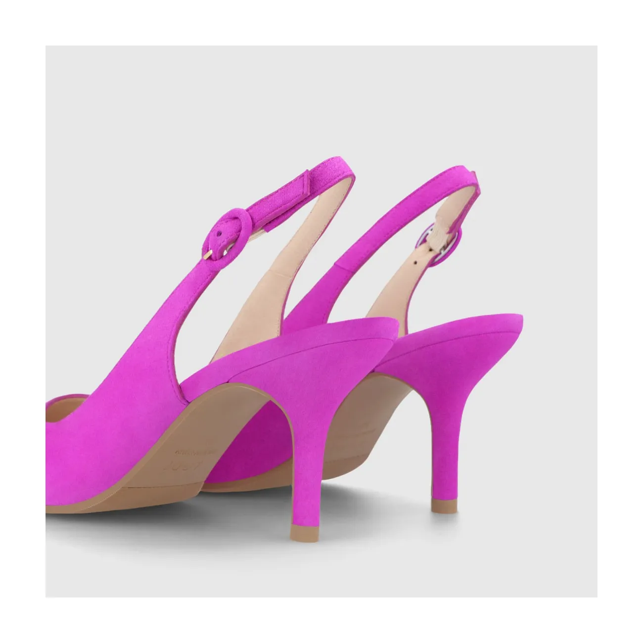 Escarpins femme à talon ouvert en daim de couleur fuchsia | LODI Chaussures pour femme en ligne.