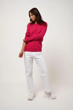 ETRET pull col rond fuchsia 100% cachemire