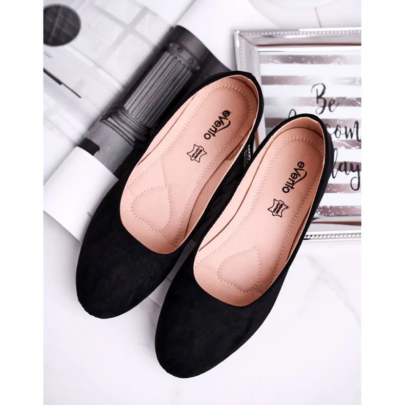 EVE Ballerines Lasota en daim noir pour femmes le noir