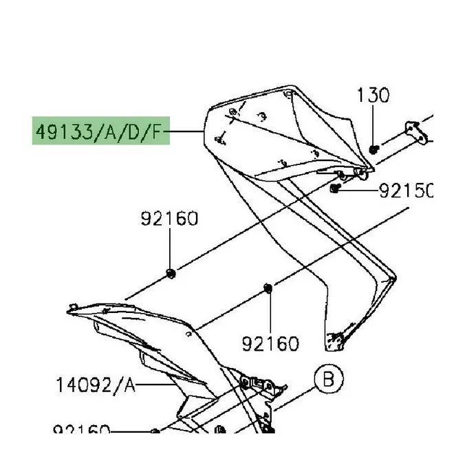 Flanc de carénage peint Kawasaki Z300 (2015-2016) | Moto Shop 35