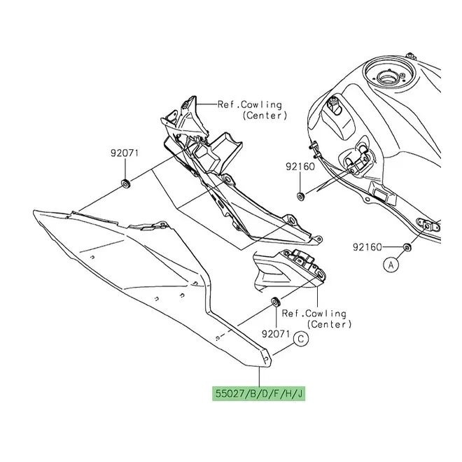 Flanc de réservoir Kawasaki Versys 650 (2022-2024) | Moto Shop 35