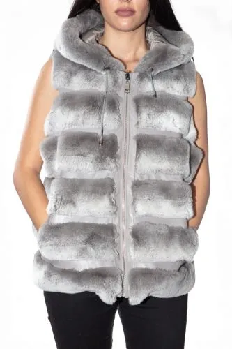 Gilet en fourrure Giorgio Delizia rex light grey