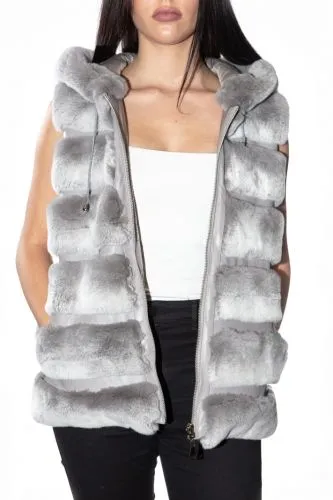 Gilet en fourrure Giorgio Delizia rex light grey