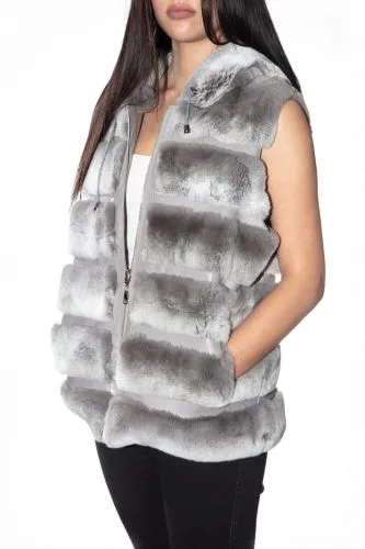 Gilet en fourrure Giorgio Delizia rex light grey