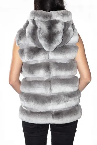 Gilet en fourrure Giorgio Delizia rex light grey