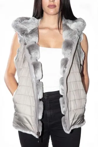 Gilet en fourrure Giorgio Delizia rex light grey