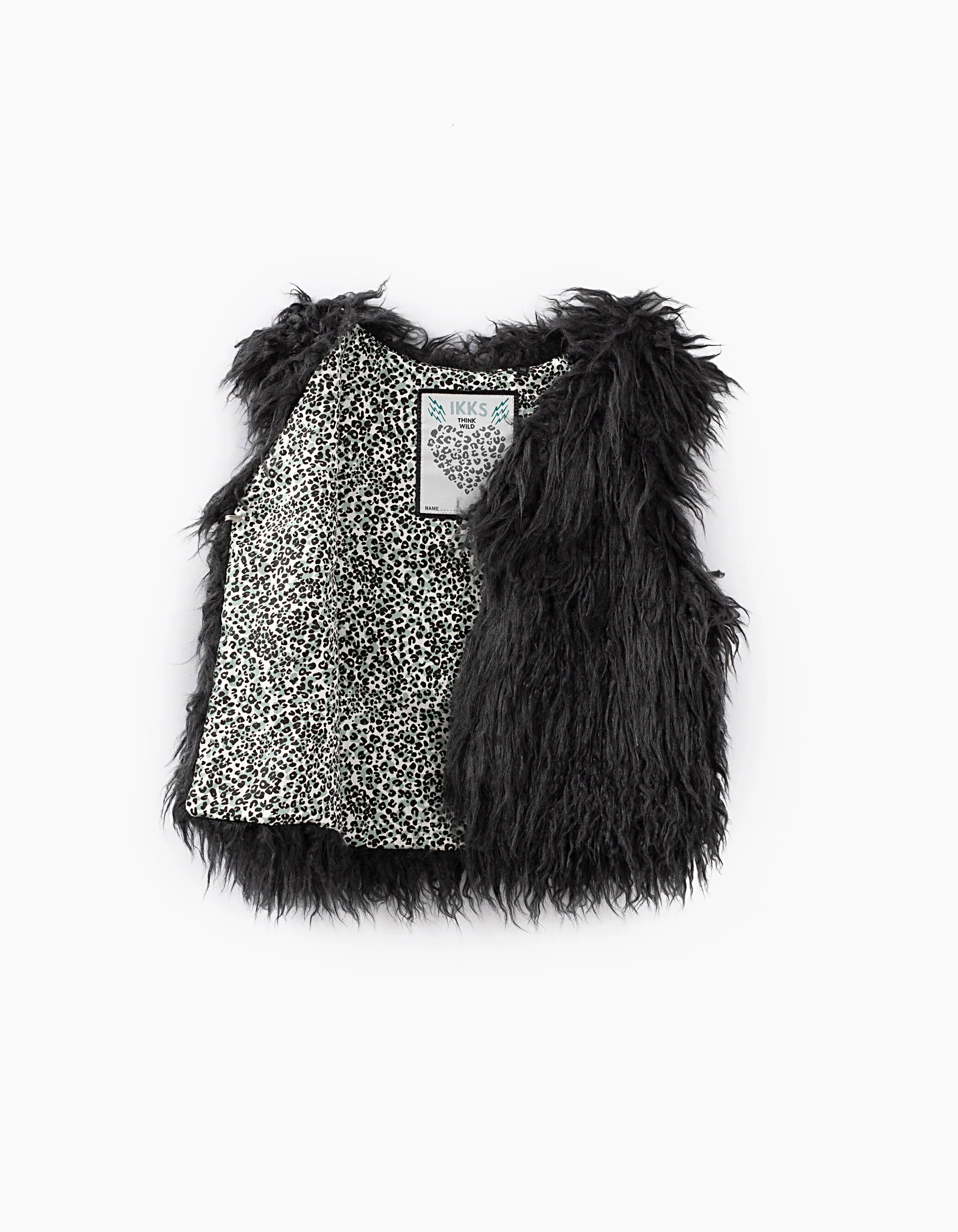 Gilet gris anthracite en fourrure synthétique fille