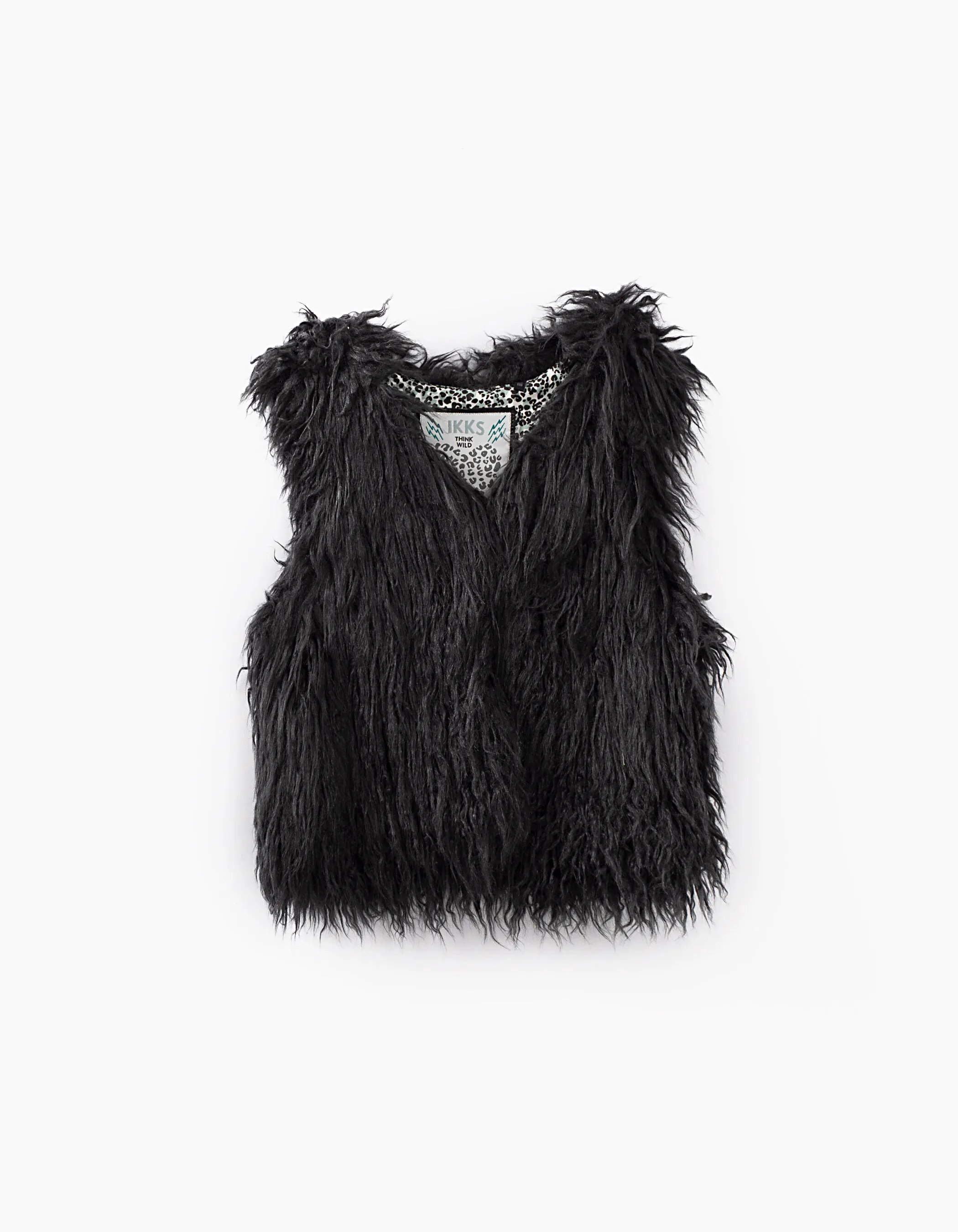 Gilet gris anthracite en fourrure synthétique fille