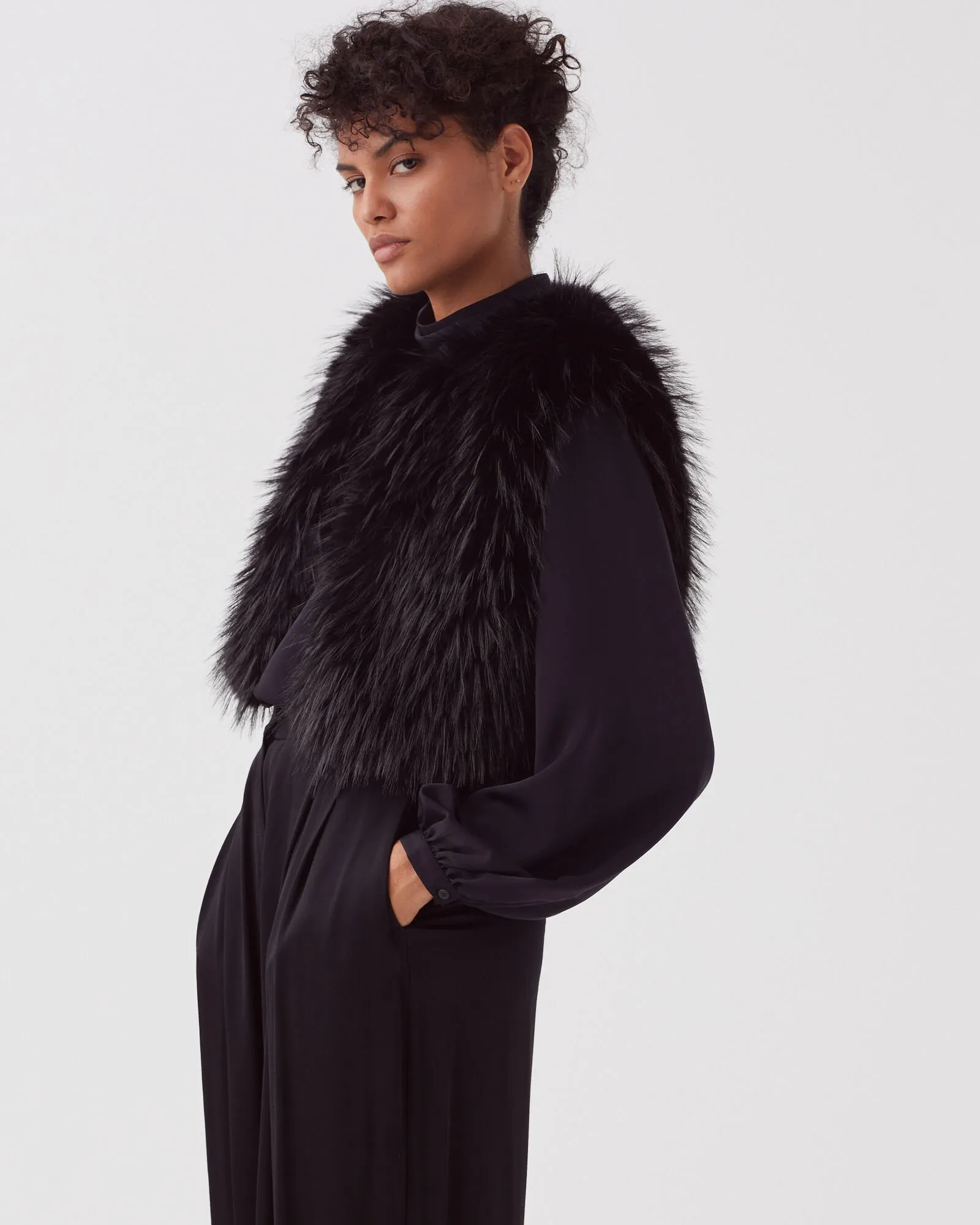 Gilet sans manches en fausse fourrure