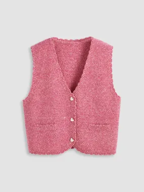  Gilet à Boutons en Forme de Coeur et Col en V en Maille Curve & Plus