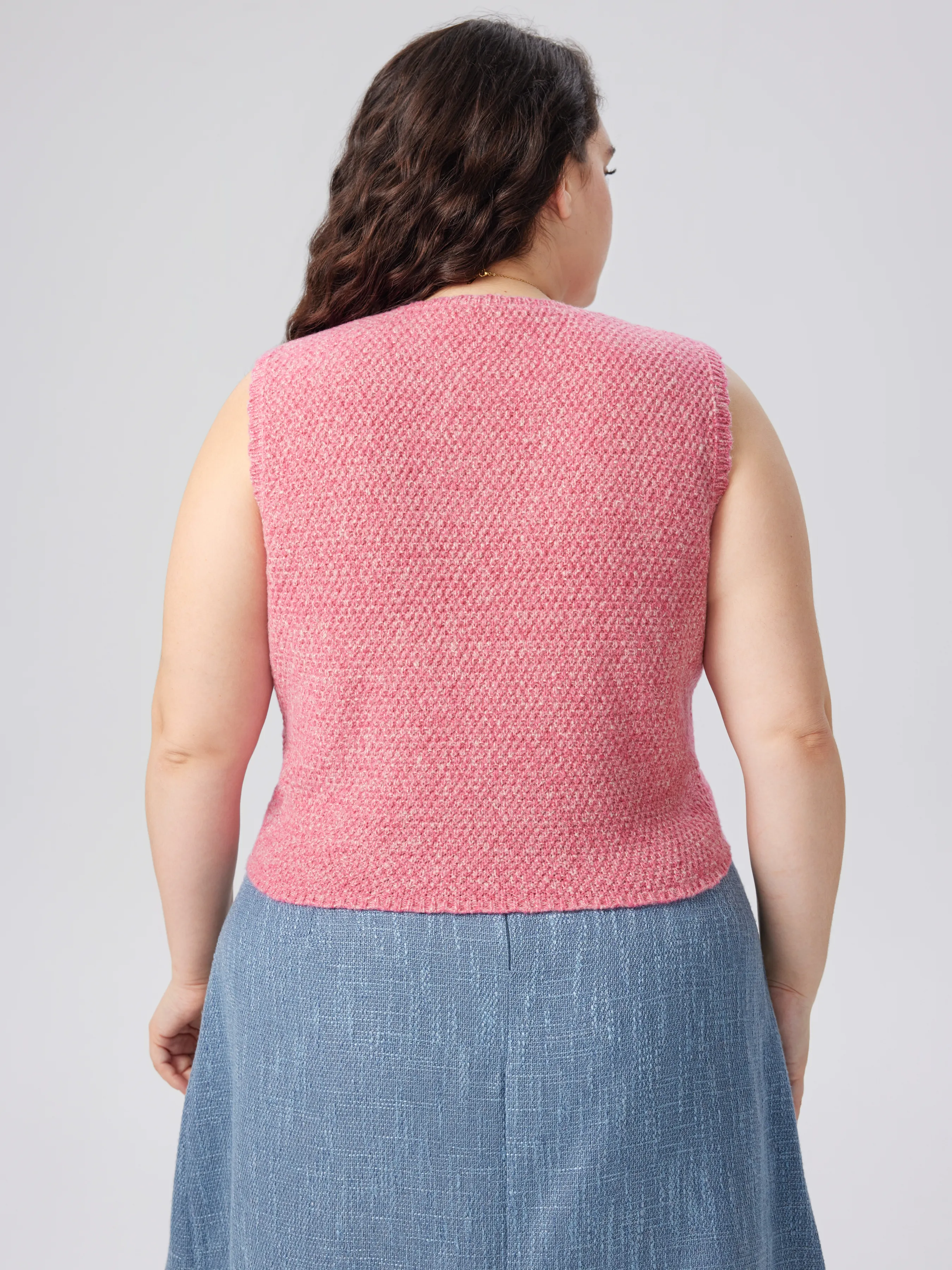  Gilet à Boutons en Forme de Coeur et Col en V en Maille Curve & Plus