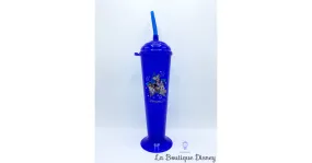 Gobelet paille Disneyland Paris 25 ème Anniversaire Disney Mickey Minnie Dingo verre plastique bleu