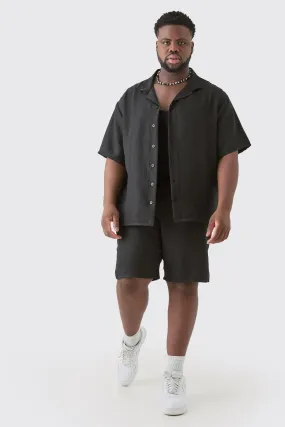 Grande taille - Ensemble avec chemise en lin à manches courtes et short