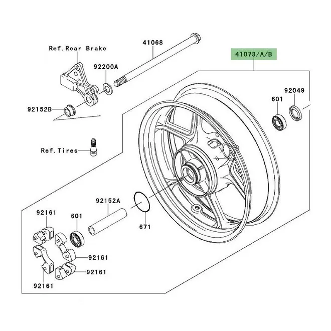 Jante arrière Kawasaki Er-6f (2006-2008) | Moto Shop 35