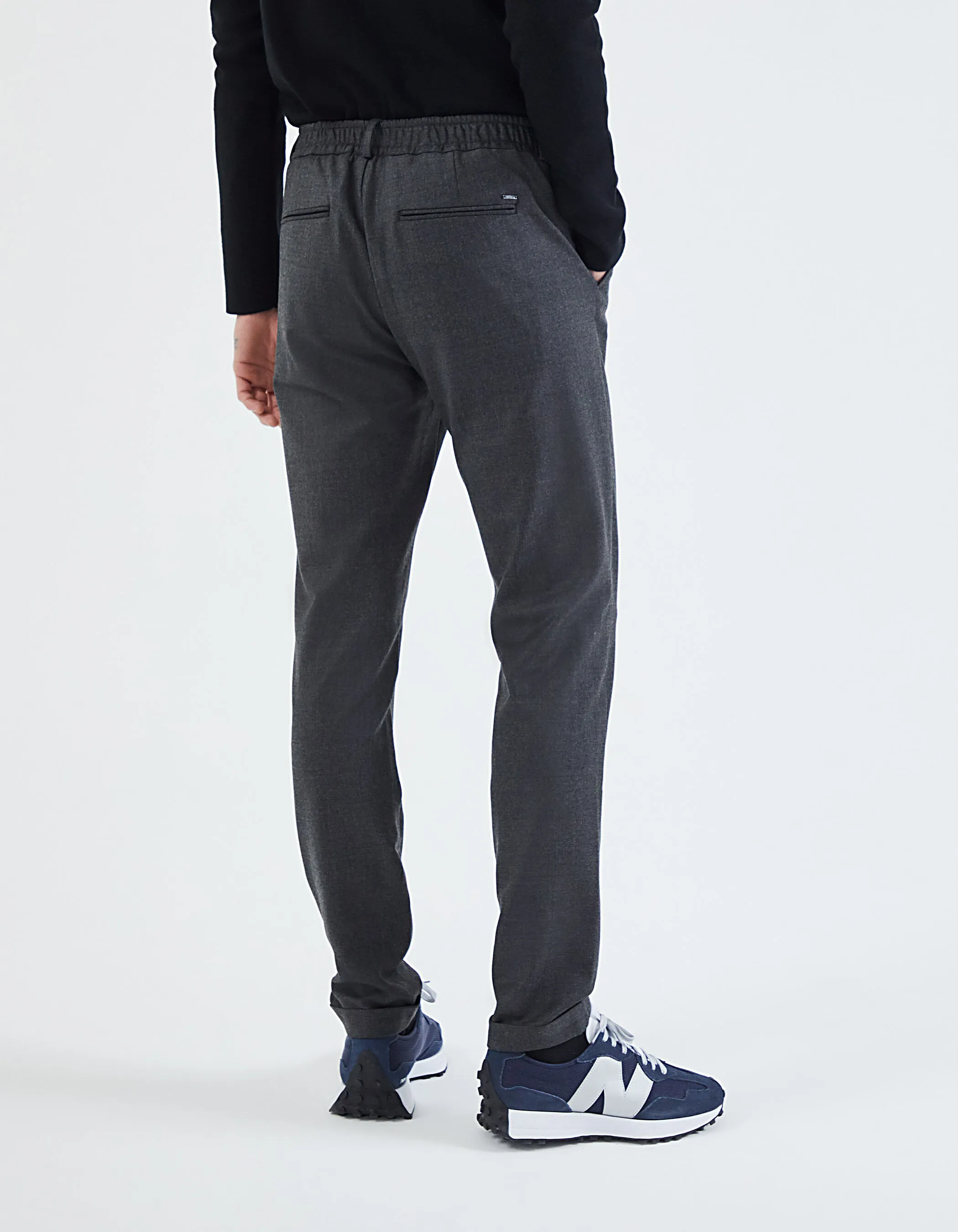 Jogpant SLIM gris anthracite en flanelle Homme