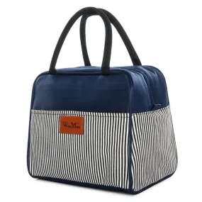 Lunch Bag Femme Rayé Bleu : Idéal pour le travail - Shine Boutique