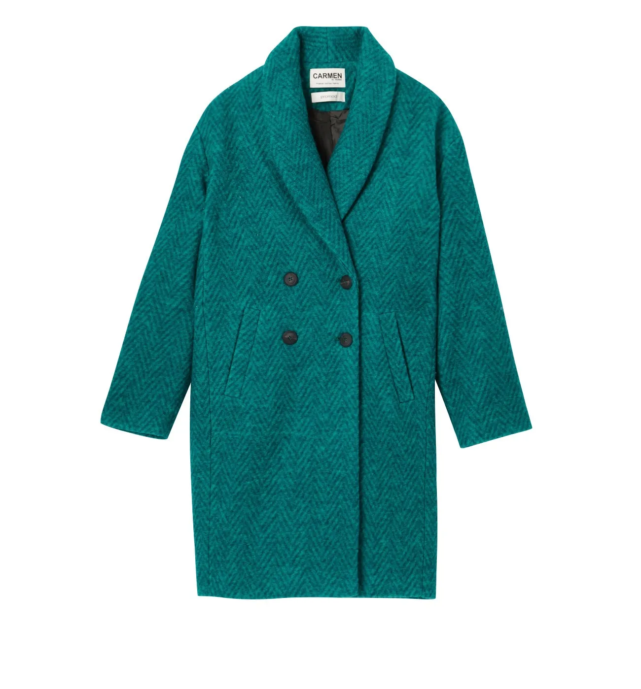 Manteau en laine CARMEN - Imprimé vert