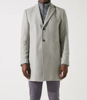 Manteau en laine et cachemire gris clair ISAO