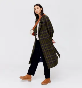 Manteau en laine mélangée - Carreaux kaki