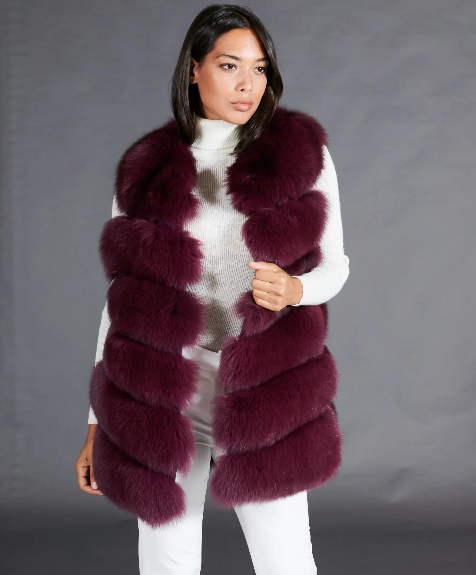 Manteau fourrure renard gilet renard violet- Fourrure en ligne