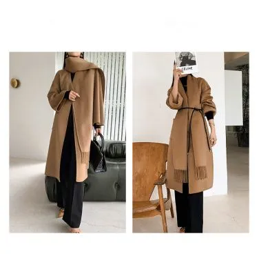Manteau long en laine pour femme