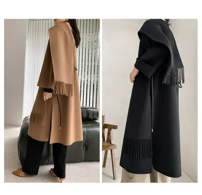 Manteau long en laine pour femme