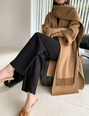 Manteau long en laine pour femme