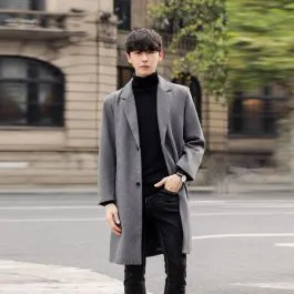 Manteau long en laine pour homme grande taille