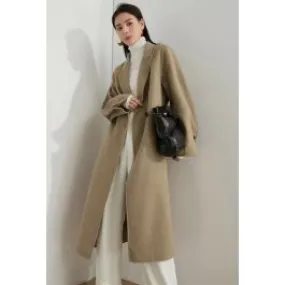 Manteau trapèze long en laine pour femme