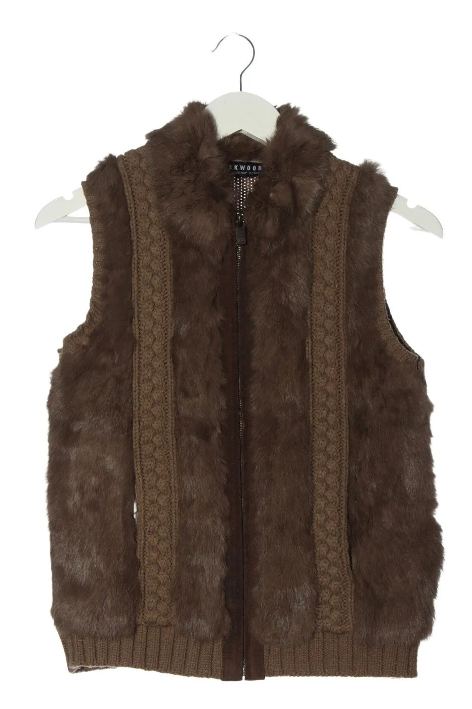 Oakwood Gilet en fourrure brun torsades style décontracté