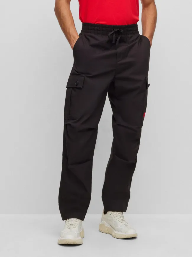 Pantalon cargo droit garlo noir homme - Hugo | wimod
