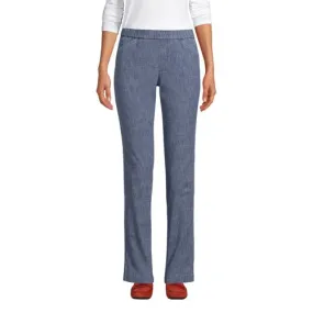 Pantalon Chino Droit Stretch à Taille Mi-Haute Elastiquée, Femme Stature Standard