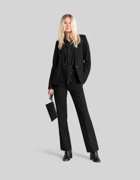 Pantalon de costume droit noir maille Femme