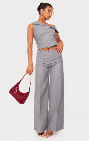 Pantalon de tailleur droit gris clair tissé