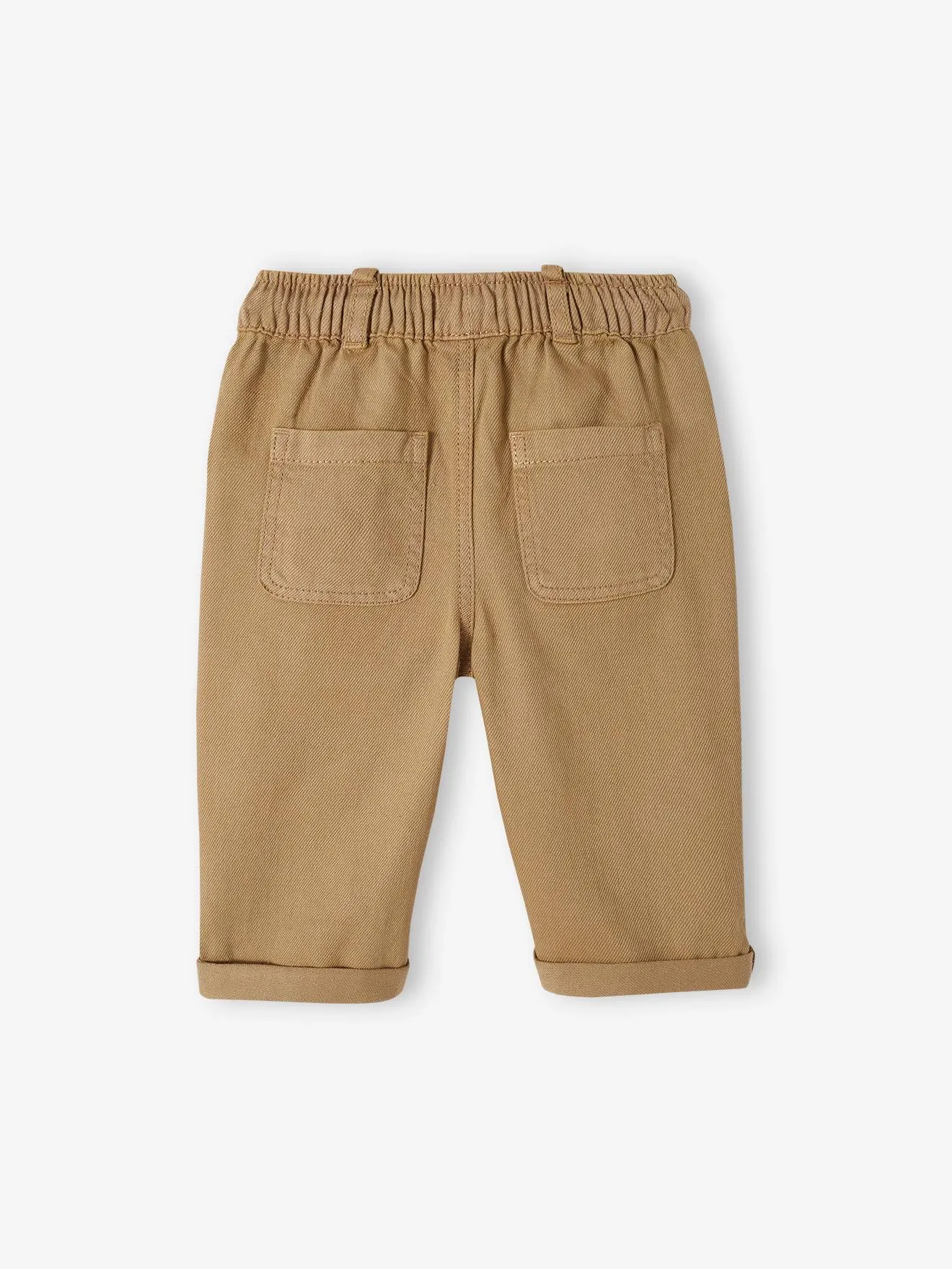 Pantalon droit bébé taille élastiquée beige - Vertbaudet