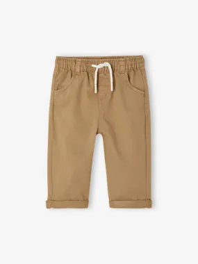 Pantalon droit bébé taille élastiquée beige - Vertbaudet