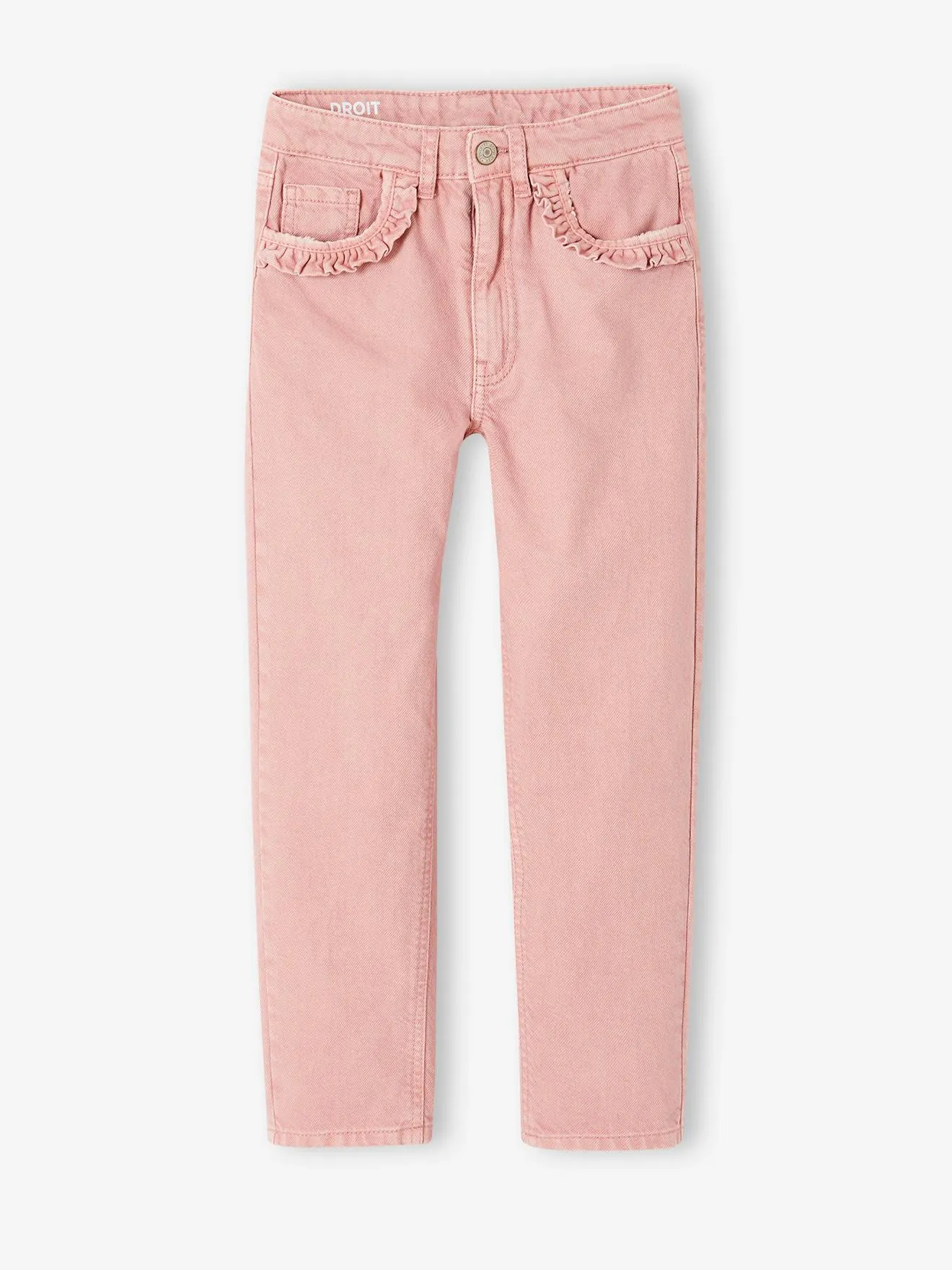 Pantalon droit MorphologiK Fille Tour de hanches Fin blush - Vertbaudet