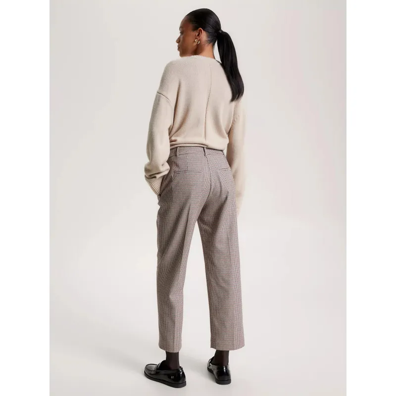 Pantalon droit nid de poule bordeaux femme - Tommy Hilfiger | wimod