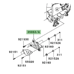 Platine repose-pieds avant Kawasaki Z1000 (2007-2009) | Moto Shop 35