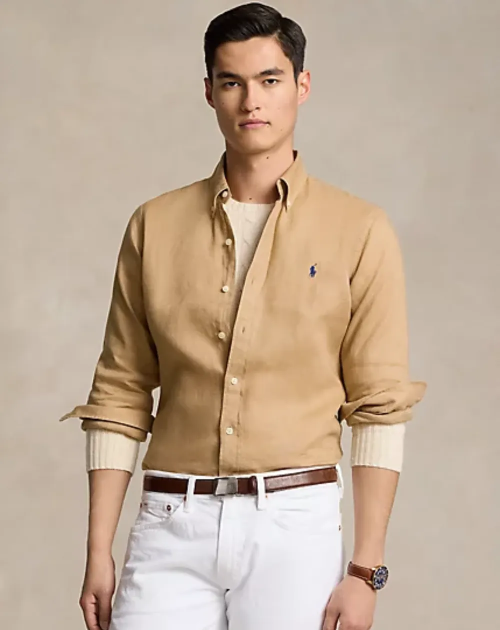 Polo Ralph Lauren Chemise en Lin Homme Tailles s Coloris Kaki