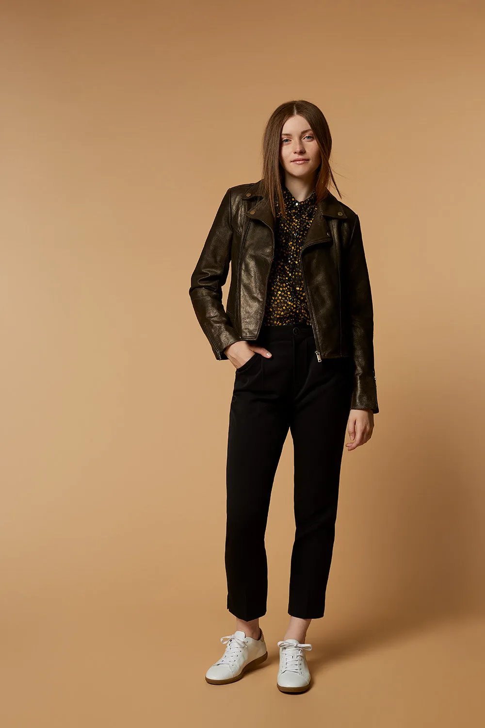 POPPY - Pantalon droit noir façon laine froide