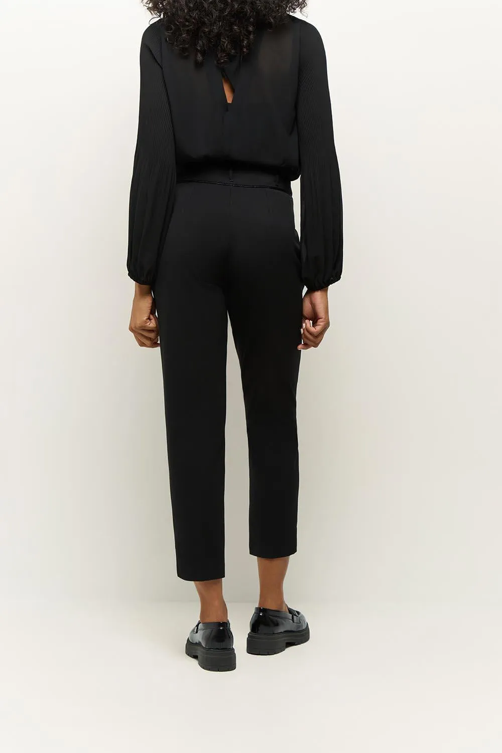 POPPY - Pantalon droit noir façon laine froide