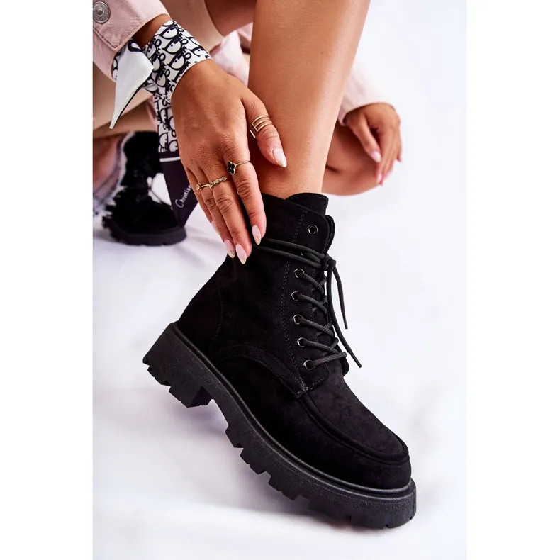 PS1 Bottines en Daim pour Femme Noué Noir Vanita le noir